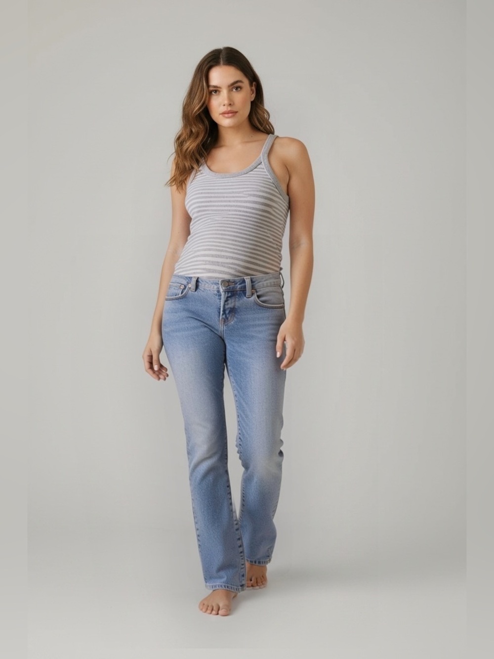 NWT Blanqi postpartum flare jeans maternity wear support denim 8 classic neutral
